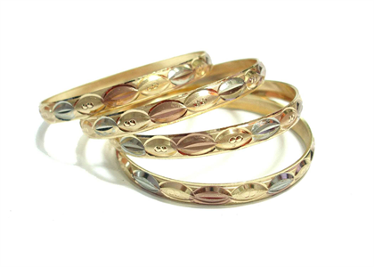 Three Tone Plated | Diamond Cut Bangles